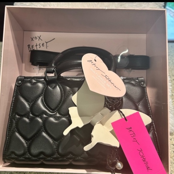 Betsey Johnson Handbags - NWT-Betsey Johnson Quilted Black Heart Satchel